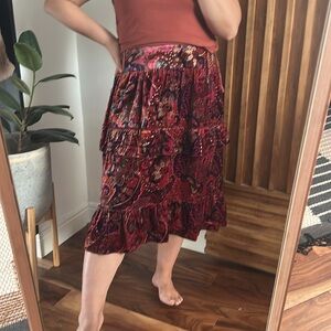 Cynthia Steffe Velvet Midi Ruffle Dress. Size 6